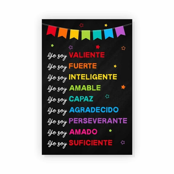 Yo Soy Valiente Fuerte Amado Spanish Inclusive Poster Positive Affirmations For Kids Self Esteem Homeschool Rainbow Classroom Décor