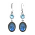 thumbnail image 1 of Yo Treasure Women Blue Topaz Labradorite Earring 925 Silver Gifts for Her, 1 of 7