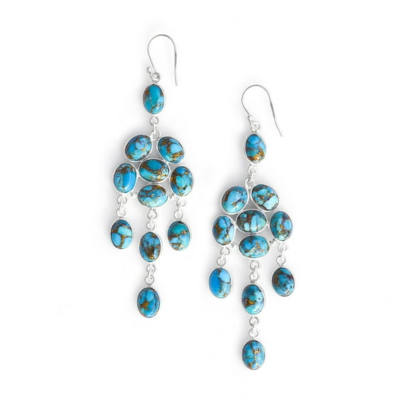 Yo Treasure Women Blue Turquoise Chandelier Earring 925 Silver Gifts for Her