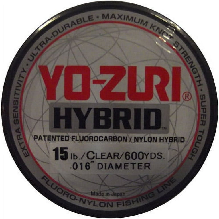 Yo-Zuri Hybrid 15 Lb Fluorocarbon & Nylon Fishing Line, Clear, 600 yd.