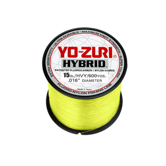 Yo-Zuri Hybrid Fluorocarbon Fishing Line 15lb 600yd High-Vis Yellow