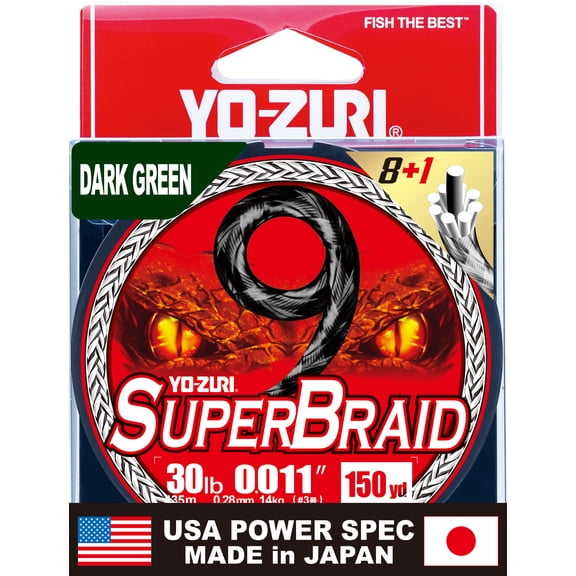 Yo-Zuri SuperBraid 9 Dark Green 30lb 150yd Braided Fishing Line