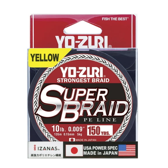 Yo-Zuri SuperBraid Braided Line, 10lb Test, 150yd High Vis Yellow