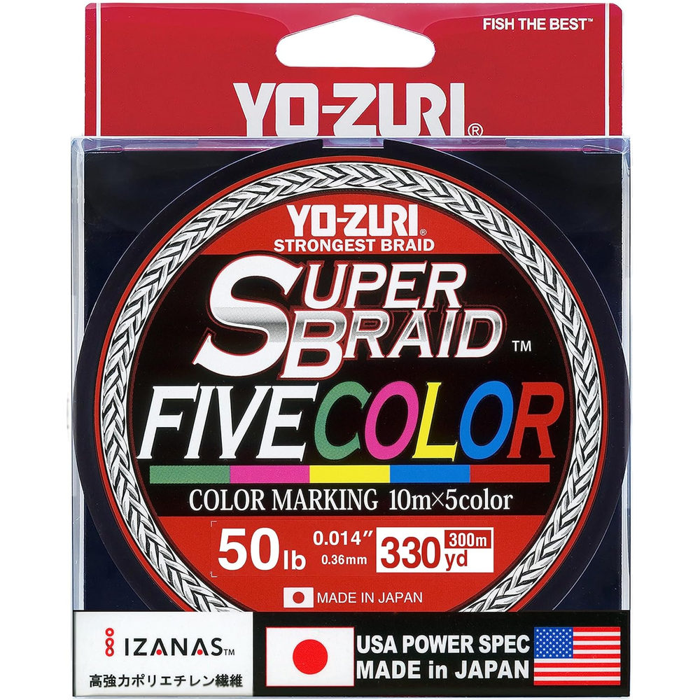 Yo-Zuri SuperBraid Braided Line, 65lb, 330yd, Five Color