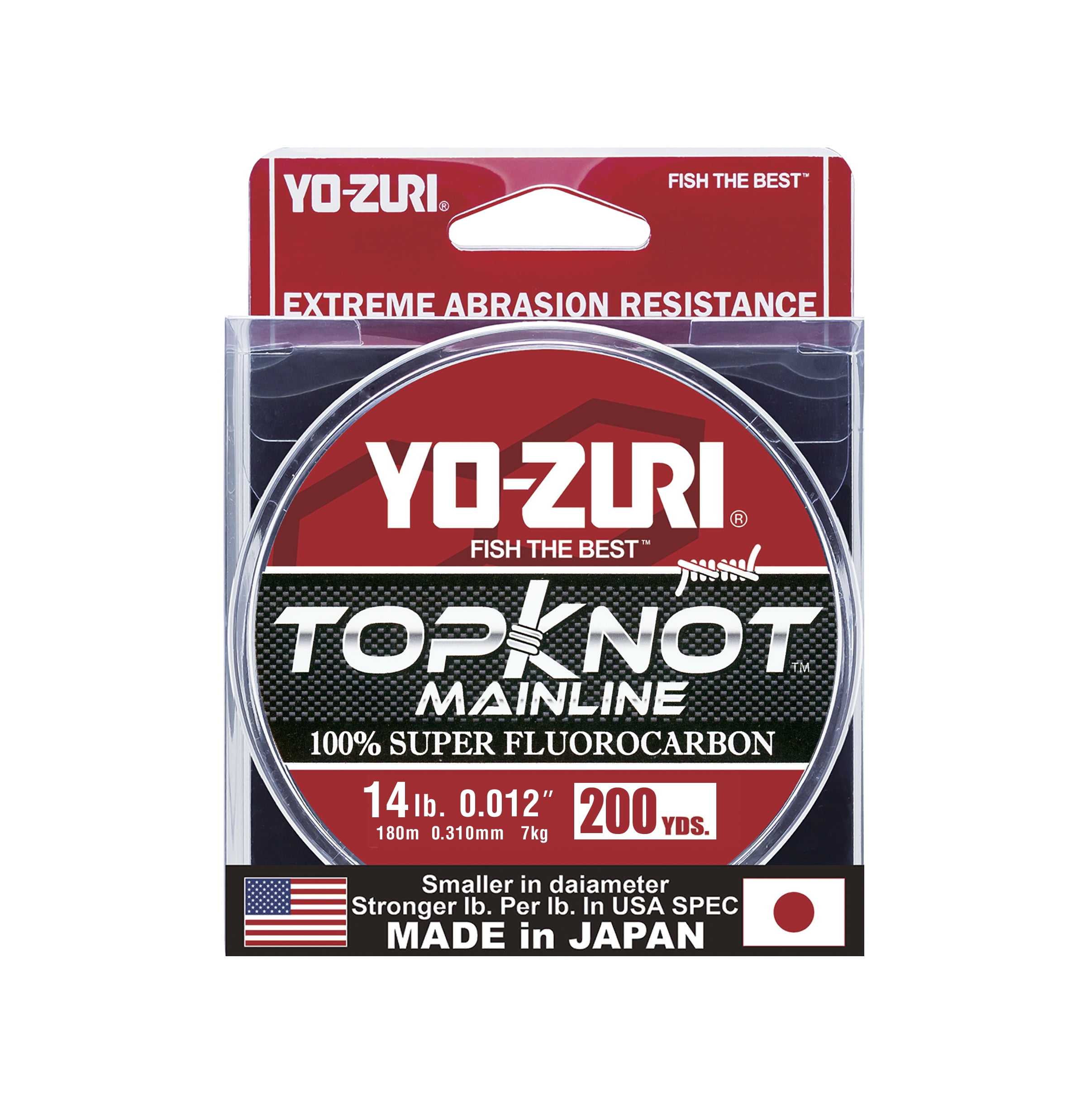 Yo-Zuri Topknot 100% Fluorocarbon Fishing Line 14lb 200yd Clear