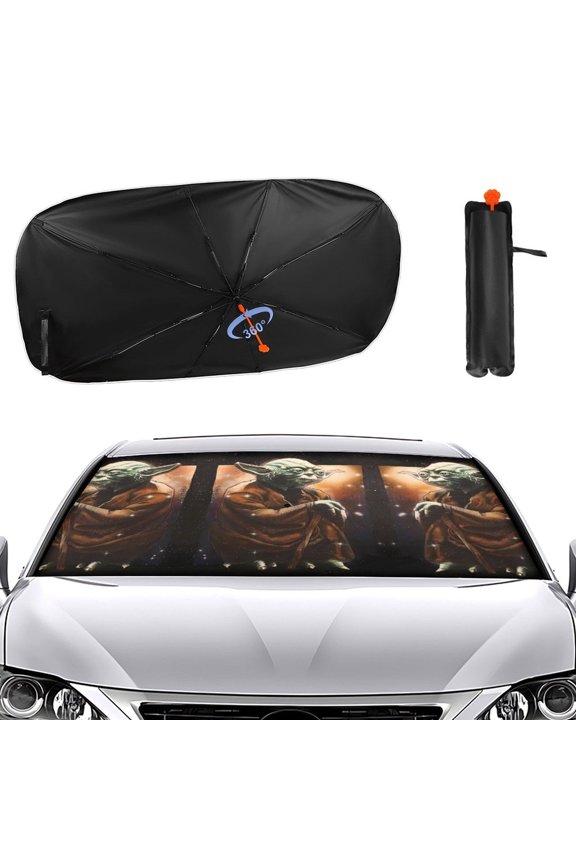 Yo-da Car Sun Shade Umbrella, Car Shade Front Windshield Sun Shade Foldable Umbrella for Most Sedans SUV Truck, Blocks UV Rays