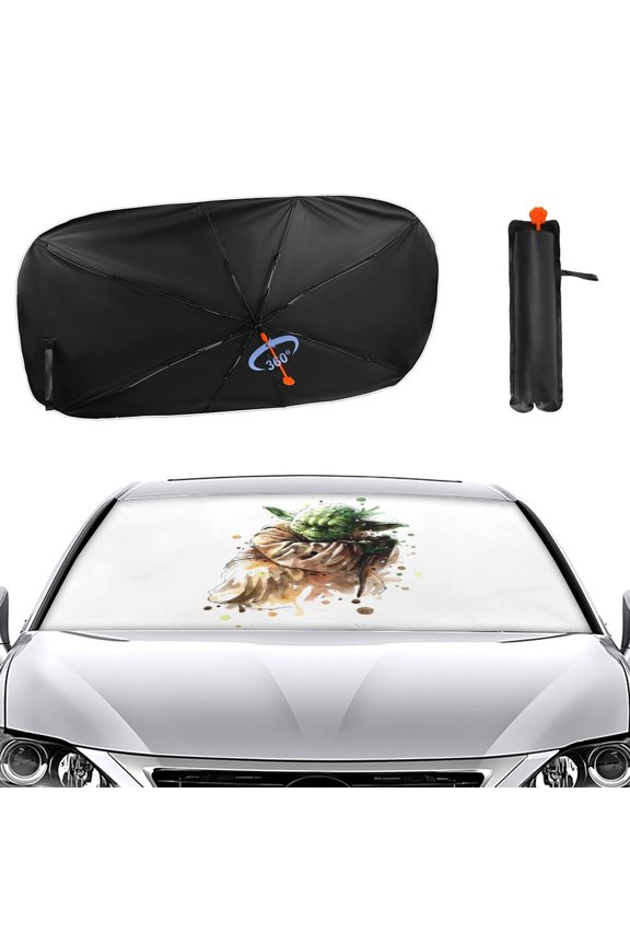 Yo-da Car Sun Shade Umbrella, Car Shade Front Windshield Sun Shade Foldable Umbrella for Most Sedans SUV Truck, Blocks UV Rays