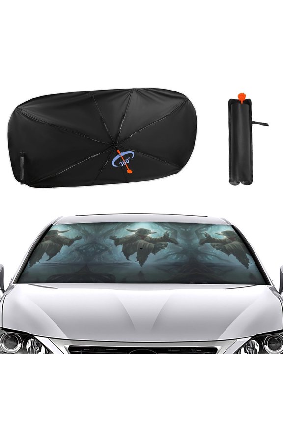 Yo-da Car Sun Shade Umbrella, Car Shade Front Windshield Sun Shade Foldable Umbrella for Most Sedans SUV Truck, Blocks UV Rays