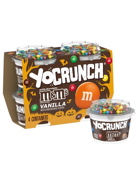 Vanilla Low Fat Yogurt with Mini M&Ms(R), Single Serve Snacks, 4 oz Yogurt Cups, 4 Count