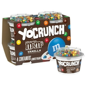 YoCrunch Vanilla Low Fat Yogurt with Mini M&Ms(R), Single Serve Snacks, 4 oz Yogurt Cups, 4 Count