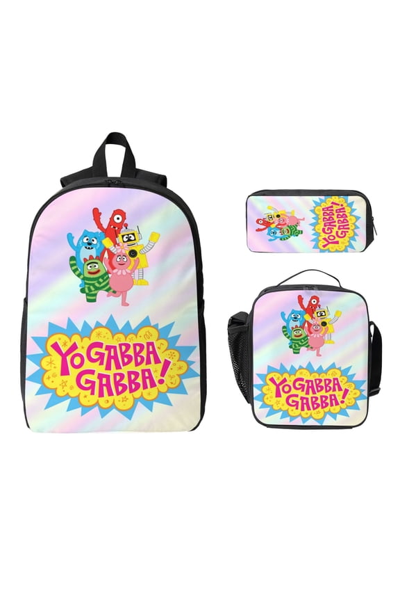 YoGabba-Gabba Cute Cartoon backpack travel bag adjustable shoulder straps Unisex Celebration Anime Character One size AS PIC 21