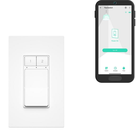 YoLink FlexSwitch, Single Pole Switch, Long-Lasting Battery Powered Smart Light Switch - No Neutral Wire Needed, Timer & Schedule Functions, Over-Temperature Protection, YoLink Hub Required