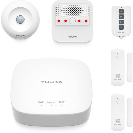 YoLink Home Security Starter Kit - Wireless Smart DIY Burglar Alarm, Intrusion Detection, LoRa, Motion, Door Sensors, Siren & Hub