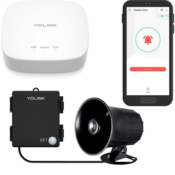 YoLink Hub and Outdoor Security Siren & Smart Alarm Controller Kit - Loud 110 dB, Wireless, Battery-Powered, 1/4 Mile Range, Android-iOS App, Alexa, Google, IFTTT, Home Assistant