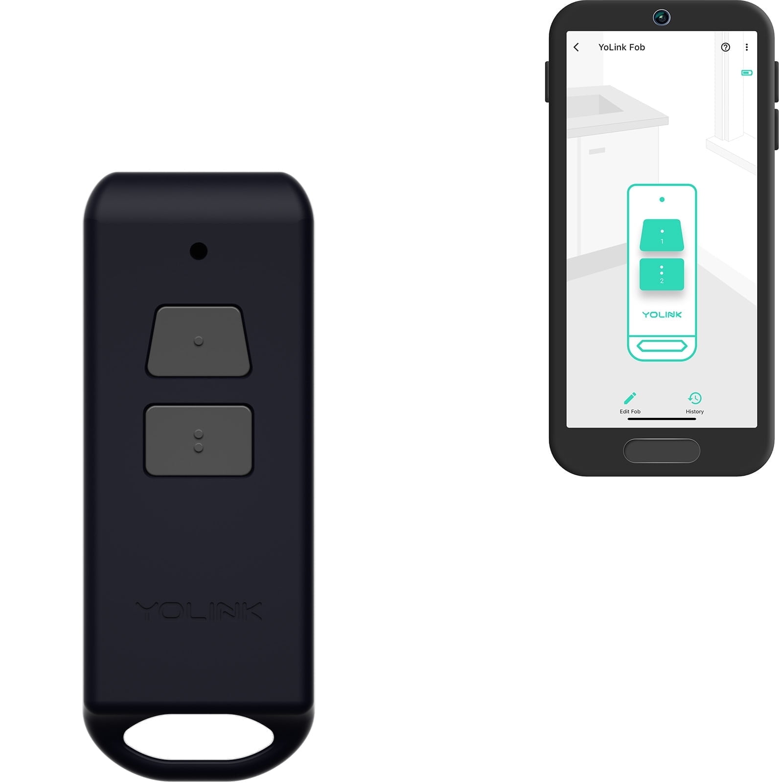 YoLink Mini FlexFob Compact 2-Button Fob with Rechargeable Type C Battery, Long-Range 1/4 Mile Hub Connection, Works with Alexa & IFTTT, Smart Control for YoLink Devices