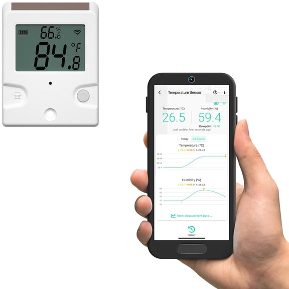 YoLink Outdoor Solar Thermometer Hygrometer, Long-Range with LCD Display, Solar-Powered, Weatherproof Monitoring for Greenhouse, Porch & Shed, Hub Required, YS8002