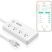 YoLink Power Strip, 1/4 Mile World's Longest Range Smart Power Strip Work w/ Alexa Google Assistant IFTTT, Surge Protector Plugs 4 USB Charging Ports 4 AC Plugs for Multi Outlets - YoLink Hub Required