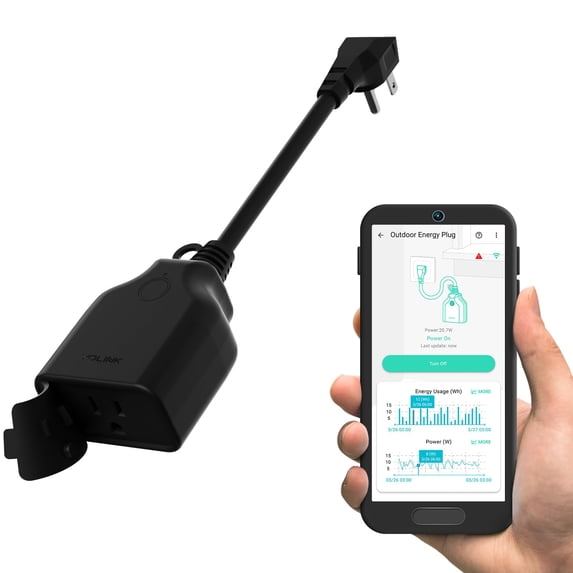 YoLink Smart Outdoor Energy Plug, IP65, 1800W, 15A Smart Plug with Real-Time Energy Monitoring, Automatic Safety Shutoff, Alexa & Google Assistant Compatible, Require YoLink Hub
