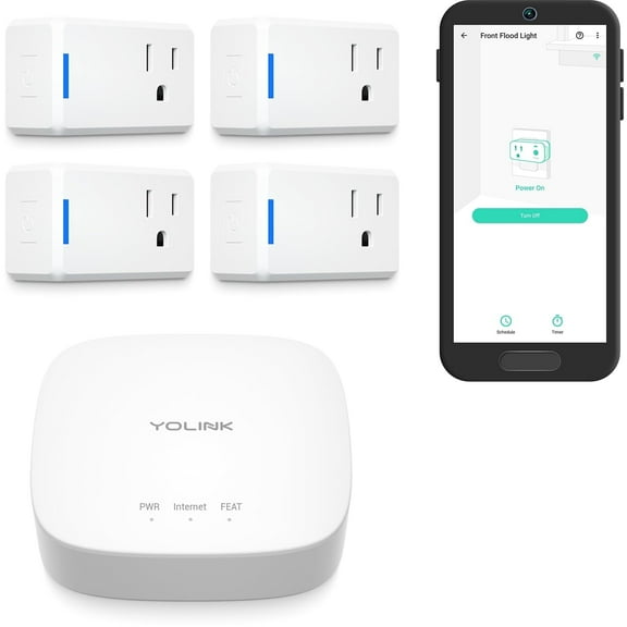 YoLink Smart Plug Mini, 10 Amp ETL Certified Smart Outlet, Smart Scheduling of Power Usage, Appliance/Device Control, Works with Alexa & Google Assistant, IFTTT, 4 Pack - YoLink Hub Included