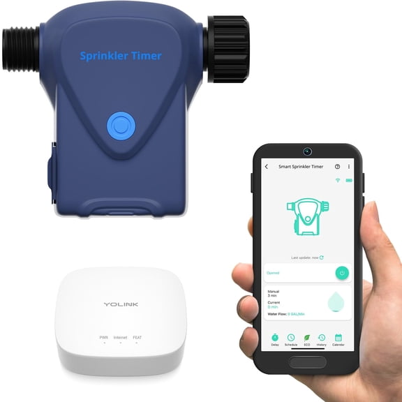 YoLink Smart Sprinkler Timer, IP66, Programmable Water Timer for Garden Hose, Rain Delay/Manual/Automatic Watering System, Digital Irrigation for Yard, Lawn, Long-Range, Hub Included