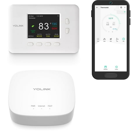 YoLink Smart Thermostat, Now Heat Pump Compatible, Android & iOS App, YoLink Hub Included
