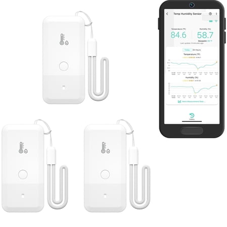 YoLink Smart Wireless Thermometer Hygrometer, 3-Pack, Wide Temp Range for Freezer, Fridge, Green House, Pet Cage, App Alerts, Emails, Text/SMS alerts, 5 Years Battery Life- Hub Required
