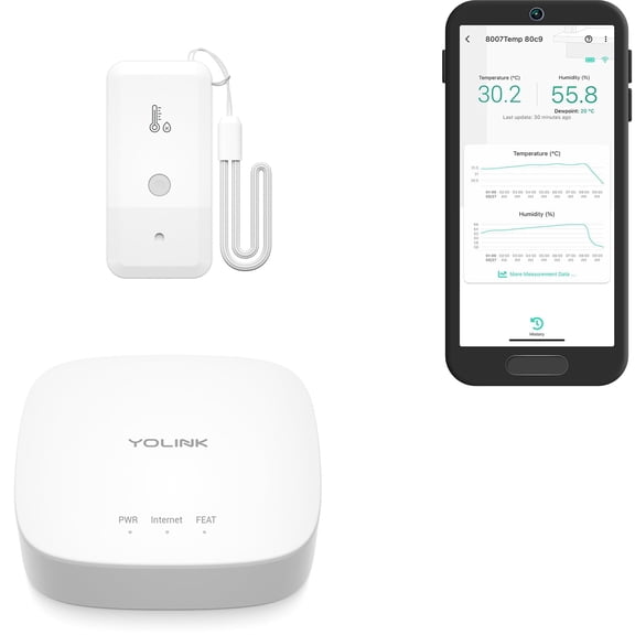 YoLink Smart Wireless Thermometer & Hygrometer with Hub, Wide Temperature Range for Freezer, Refrigerator, Greenhouse & Pet Enclosures, App, Email & SMS Alerts