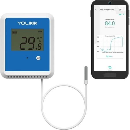 YoLink Smart X3 version Outdoor Temperature data logger with Probe, Thermometer, 1/4 Mile Range, 5+ Years Battery Life, Emails, Text, App Alerts, Alexa, IFTTT. Pool, Hot Tub,Fish Tank. Hub Required!