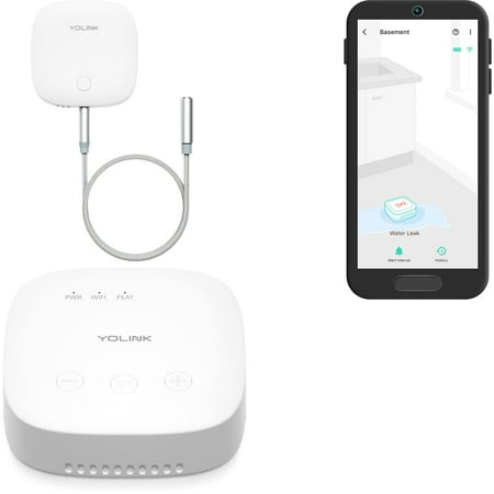 YoLink Water Leak Sensor 2, 1/4 Mile World's Longest Range Smart Home Water Leak Sensor, Water Leak Detector with Built-in Siren Up to 105dB, Works with Alexa and IFTTT - SpeakerHub Included
