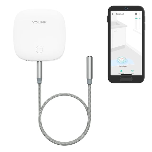 YoLink Water Leak Sensor 2, 1/4 Mile World's Longest Range Smart Home Water Leak Sensor, Water Leak Detector with Built-in Siren Up to 105dB, Works with Alexa and IFTTT - YoLink Hub Required