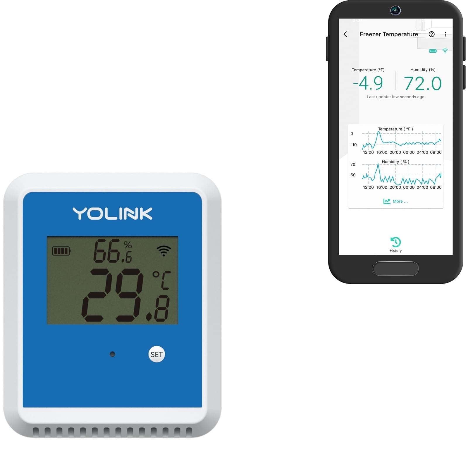 YoLink X3 Outdoor Temperature and Humidity sensor with Data Logger, Thermometer, 1/4 Mile Range, 5+ Years Battery Life, Emails, Text, App Alerts, Alexa, IFTTT. Hub Required!