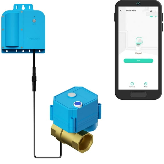 YoLink X3 version Smart Valve Controller with Brass Motorized Ball Valve, 1/4 Mile World's Longest Range Water Valve, Remote Control - (3/4")