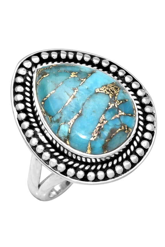 12x16 MM Turquoise Ring .925 Sterling Silver