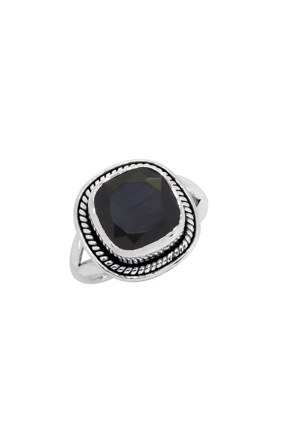 Black Onyx Solid 925 Sterling Silver Split Shank Ring