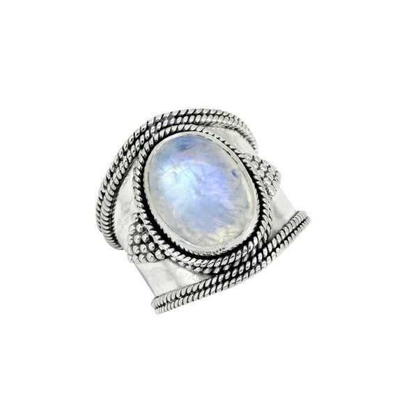 YoTreasure Moonstone Solid 925 Sterling Silver Gemstone Ring