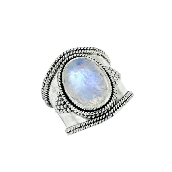 YoTreasure Moonstone Solid 925 Sterling Silver Gemstone Ring