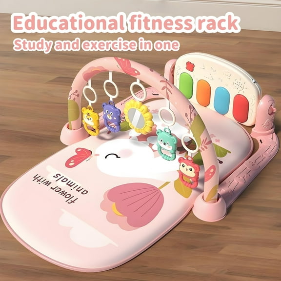 KOPPOP Baby Play Mat with Piano Toys, Tummy Time Activity Gym for Infants 0-12 Months, Bunny Playmat Newborn Gift Boy Girl
