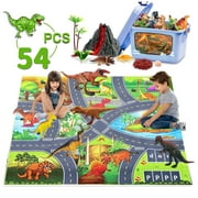KOPPOP Dinosaur Playset (54PCS) - Realistic Dino Figures with Activity Mat & Storage Box, Toddler Dinosaur Toys,STEM Educational Toy for Kids Ages 3-6 (Boys & Girls).