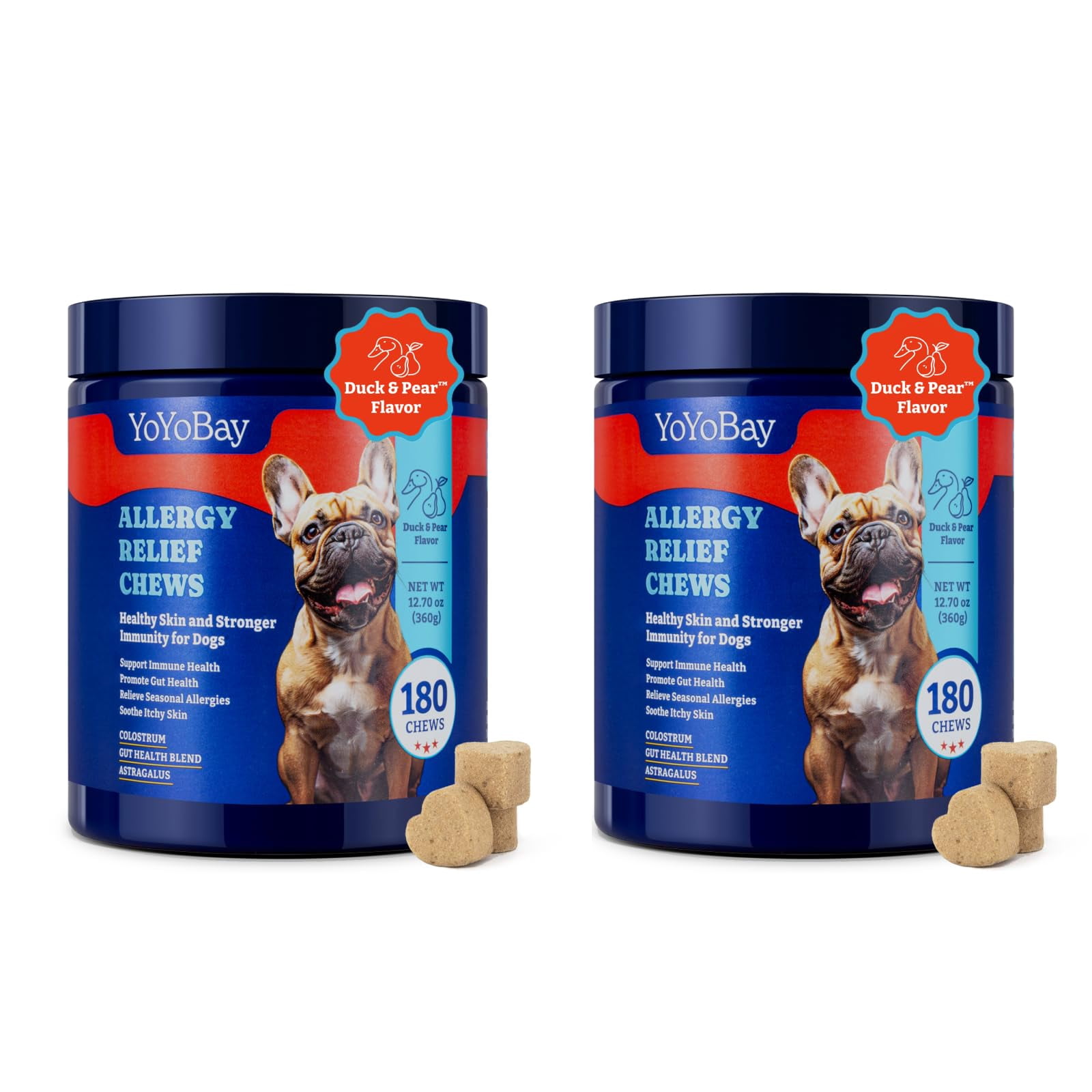 YoYoBay Dog Allergy Relief SAF21 Chews - 180 Soft Chews, Duck & Pear ...