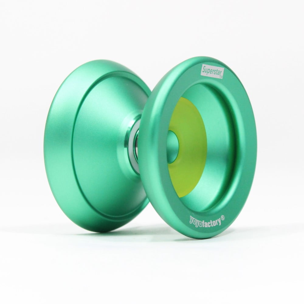 YoYoFactory Superstar 2024 Yo-Yo - Polycarbonate Fingerspin YoYo (Green/Yellow)