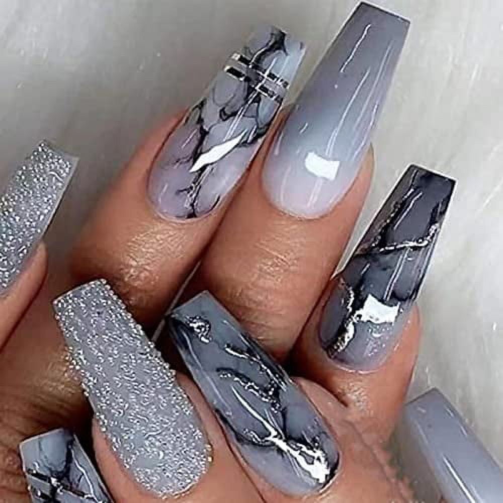 Grey coffin nails discount