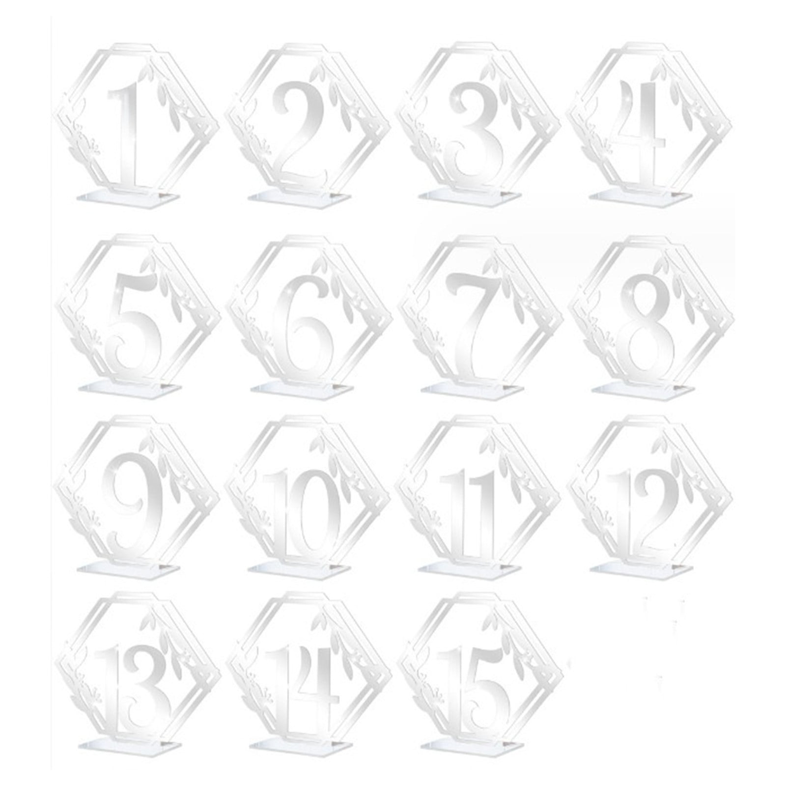 YoaNJYG Three Silver Acrylic Wedding Digital Table Number Card Table