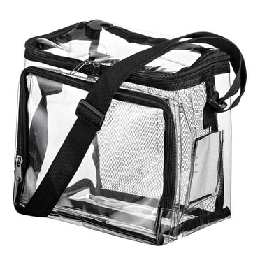 Yoaney Food Storage, Pvc Transparent Lunch Bag with Adjustable Shoulder Strap Front Storage Grid Outdoor Picnic Bag, Plastic Storage Bag, 1 Pack