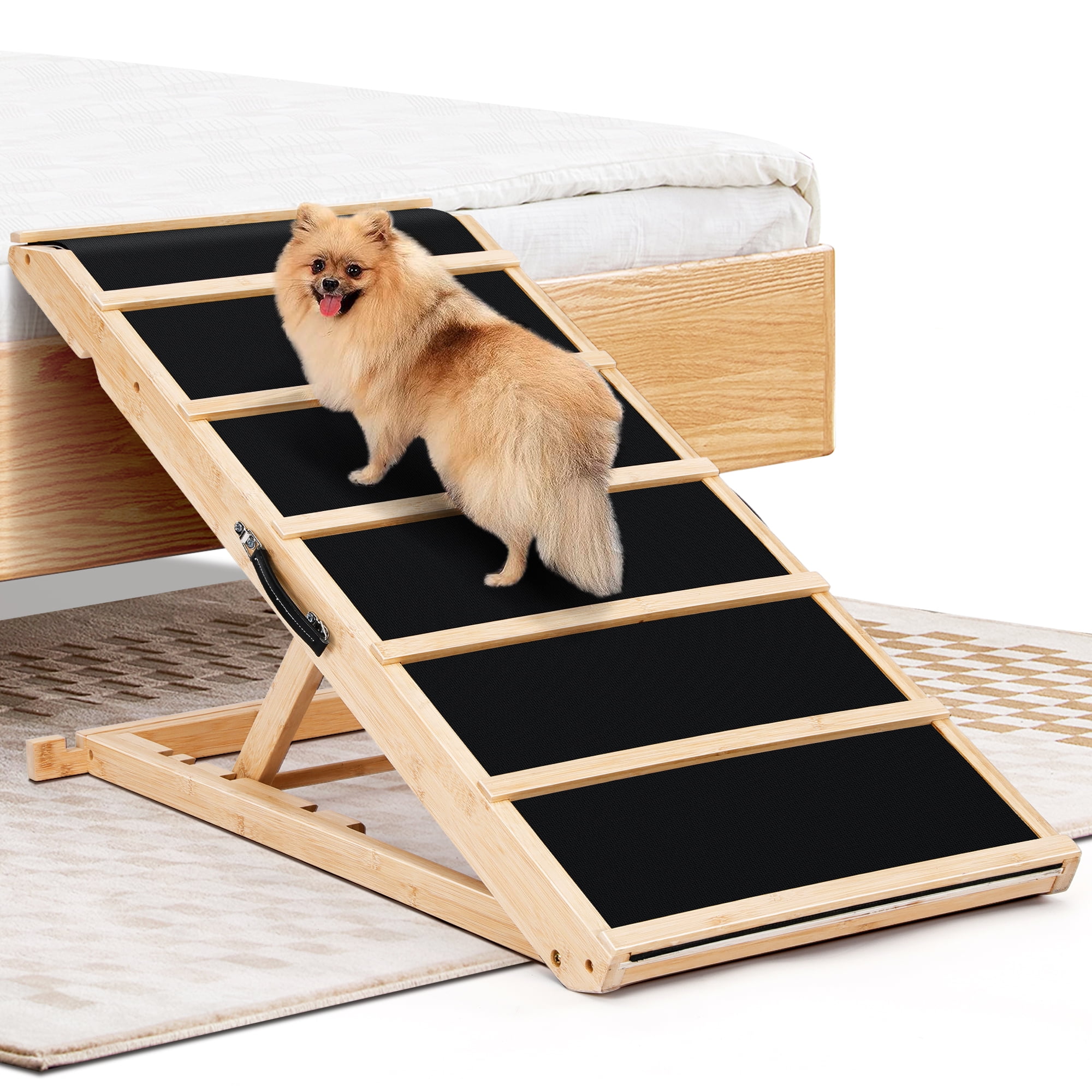 Yoassi Adjustable Dog Ramp for Bed, Couch, Car with Portable Handle, 12