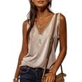 thumbnail image 1 of Yobecho Ladies Fashion Zip V-neck Tank Top Sleeveless Summer, 1 of 3