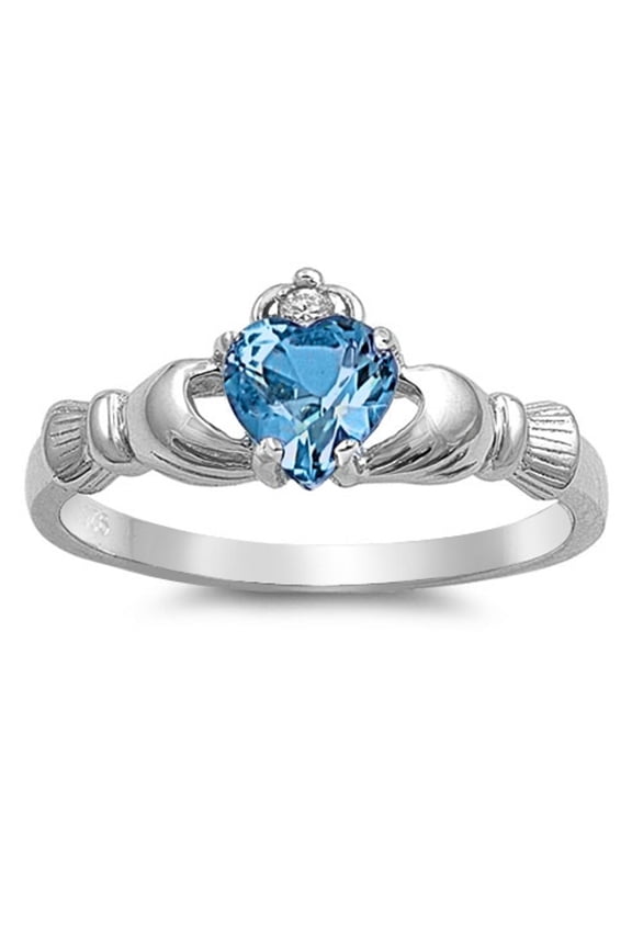 Ms. Simulated Aquamarine Cladda Ring Irish Ring