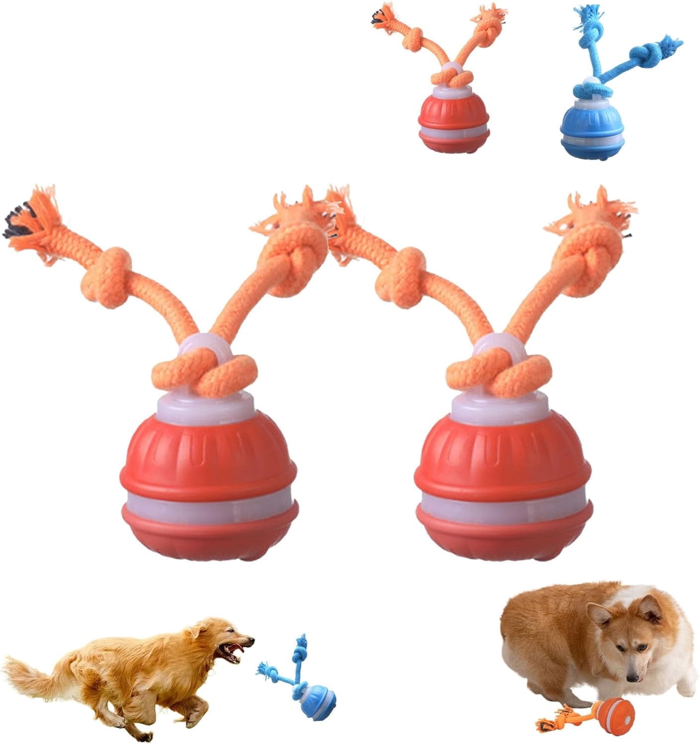 Interactive Dog Toys, Squeaky Dog Toys, Rolling Ball for Puppy and Medium Dogs, Squeaky Indoor/Outdoor Play