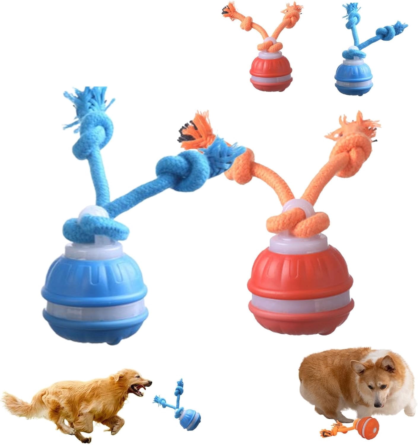 Interactive Dog Toys, Squeaky Dog Toys, Rolling Ball for Puppy and Medium Dogs, Squeaky Indoor/Outdoor Play