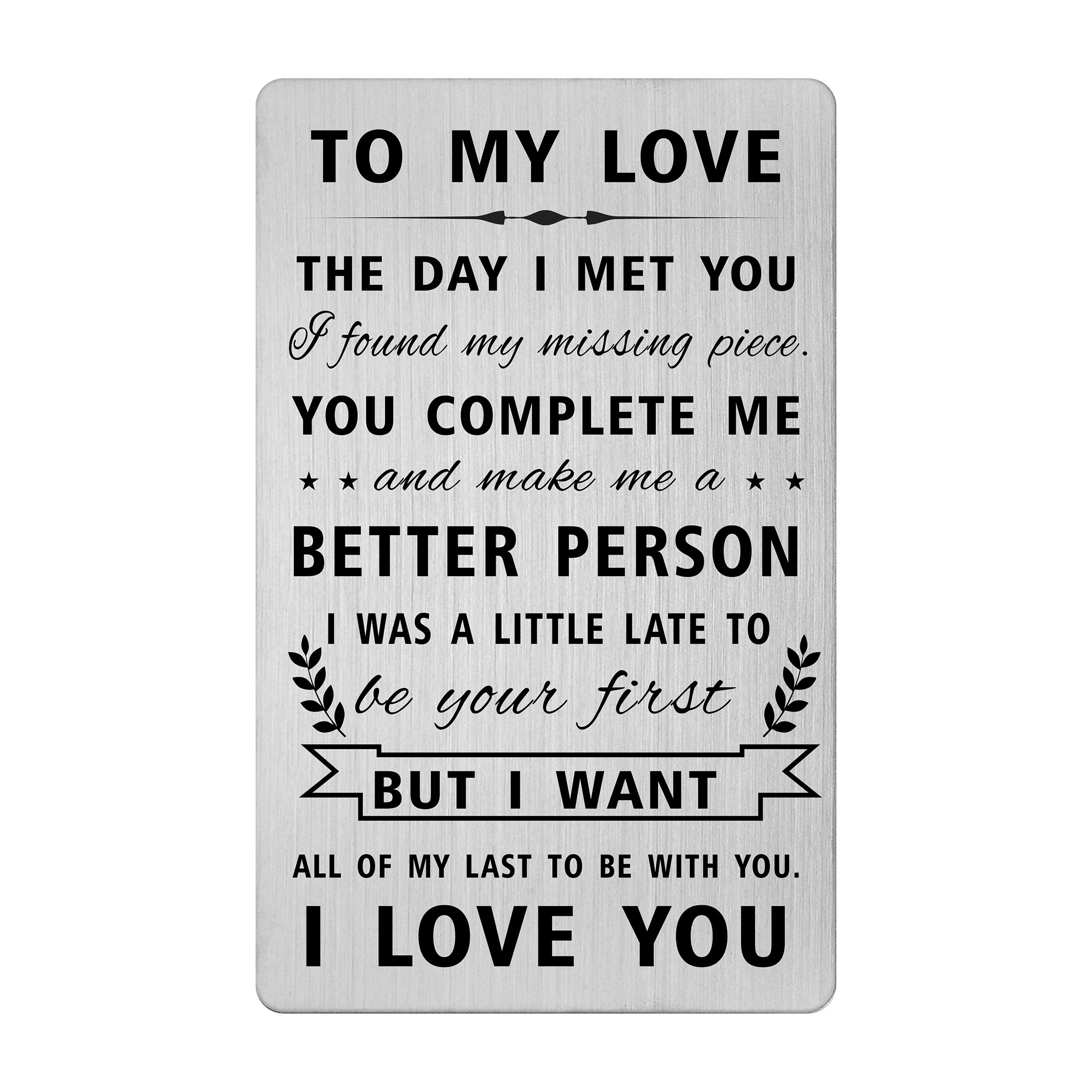 Yobent Boyfriend Gifts Card for Christmas Valentines Birthday, I Love You  Cards for Him, Fiance Engraved Wallet Card 