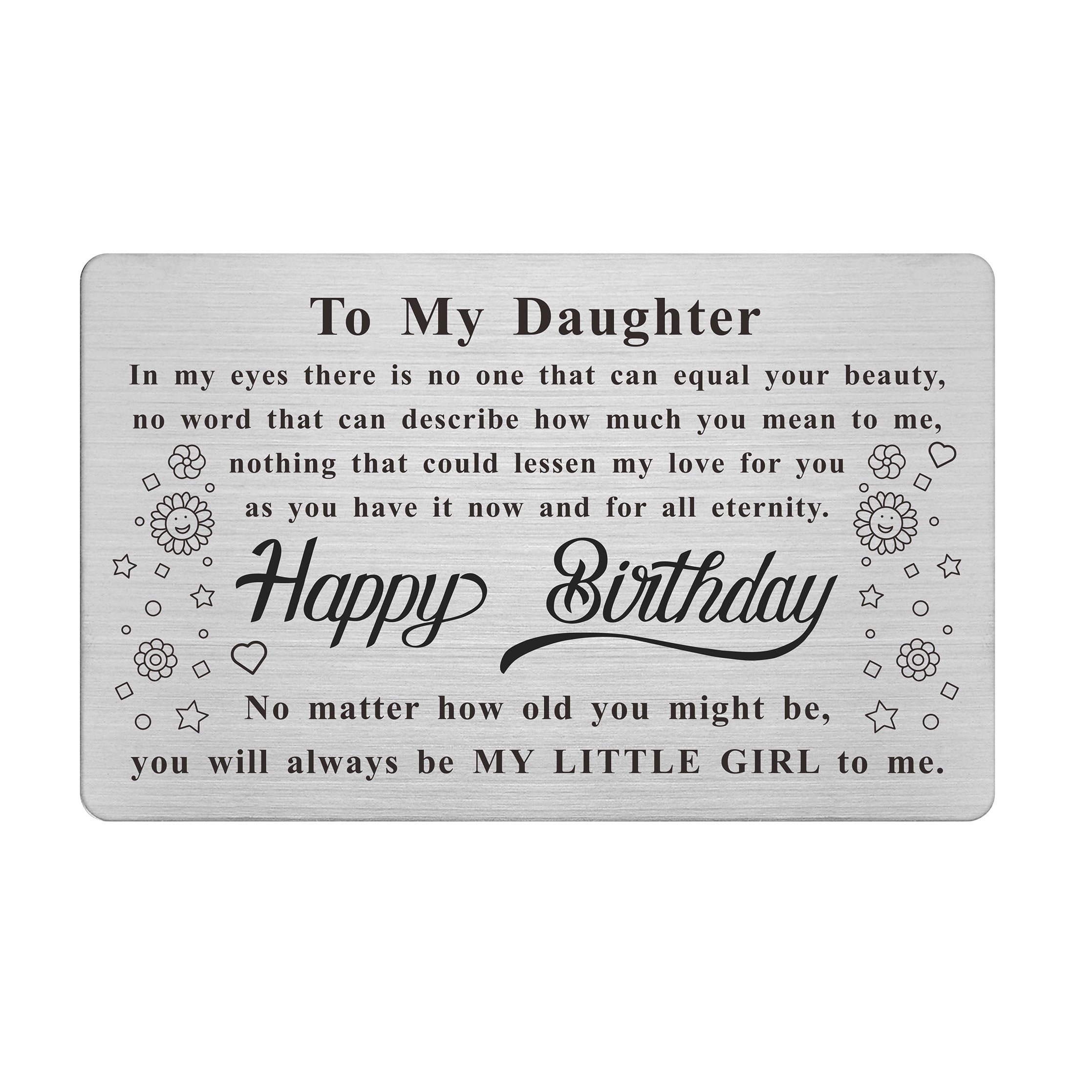 Yobent Daughter Birthday Card, Happy Birthday Gifts for My Daughter Engraved Wallet Card